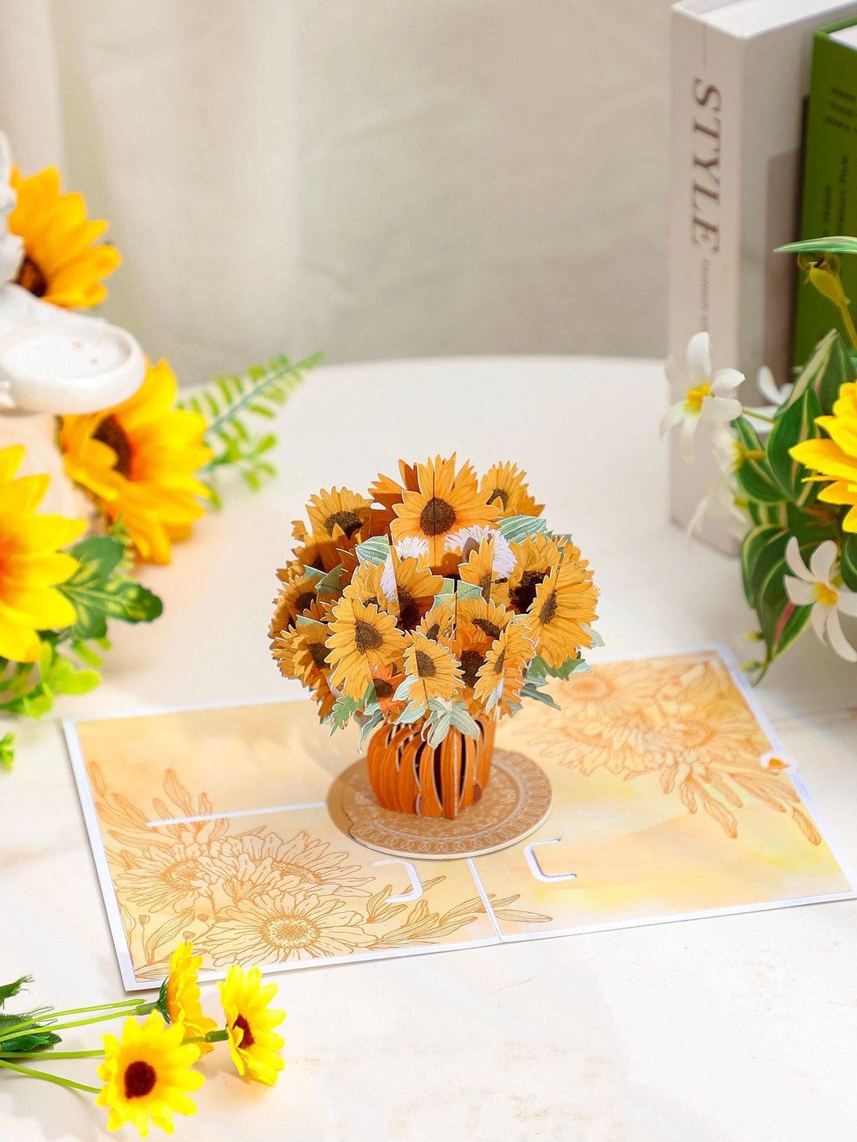 Sunflower Flower Vase 3D Pop Up Card
