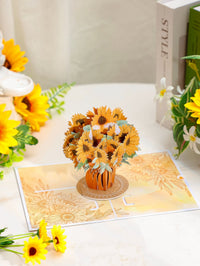 Sunflower Flower Vase 3D Pop Up Card