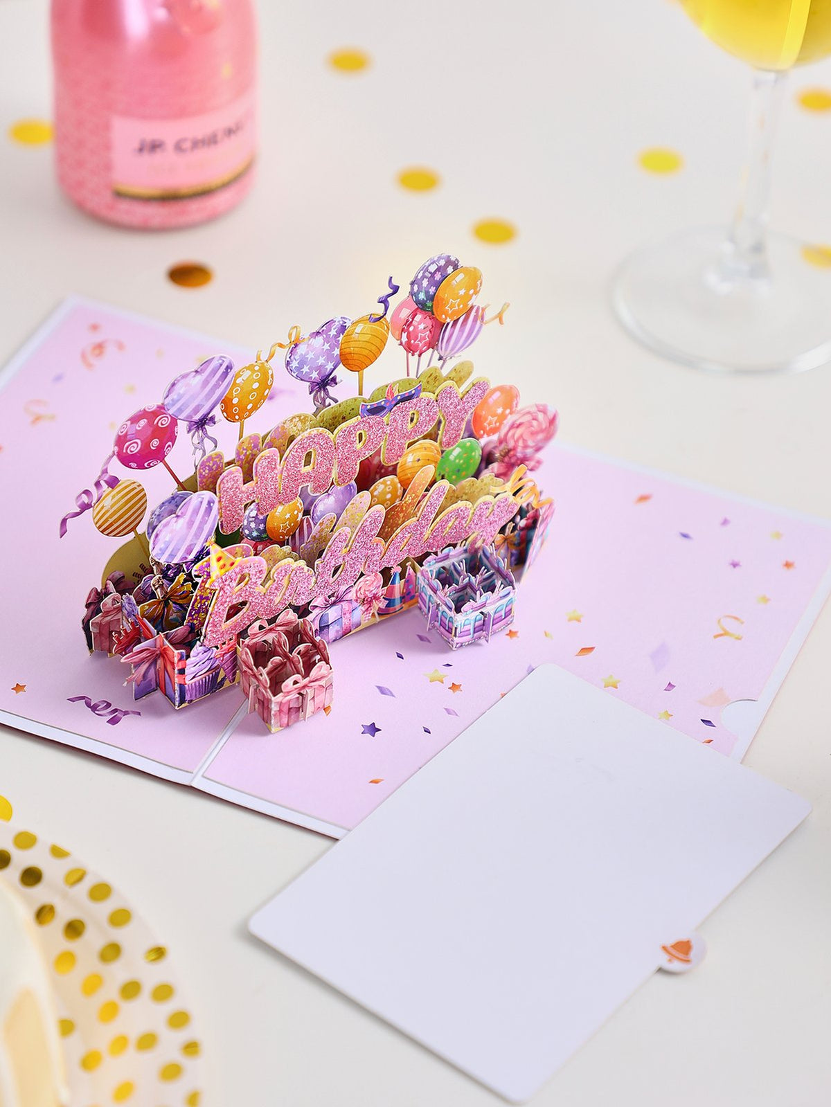 Pink Glitter Happy Birthday 3D Pop Up Card
