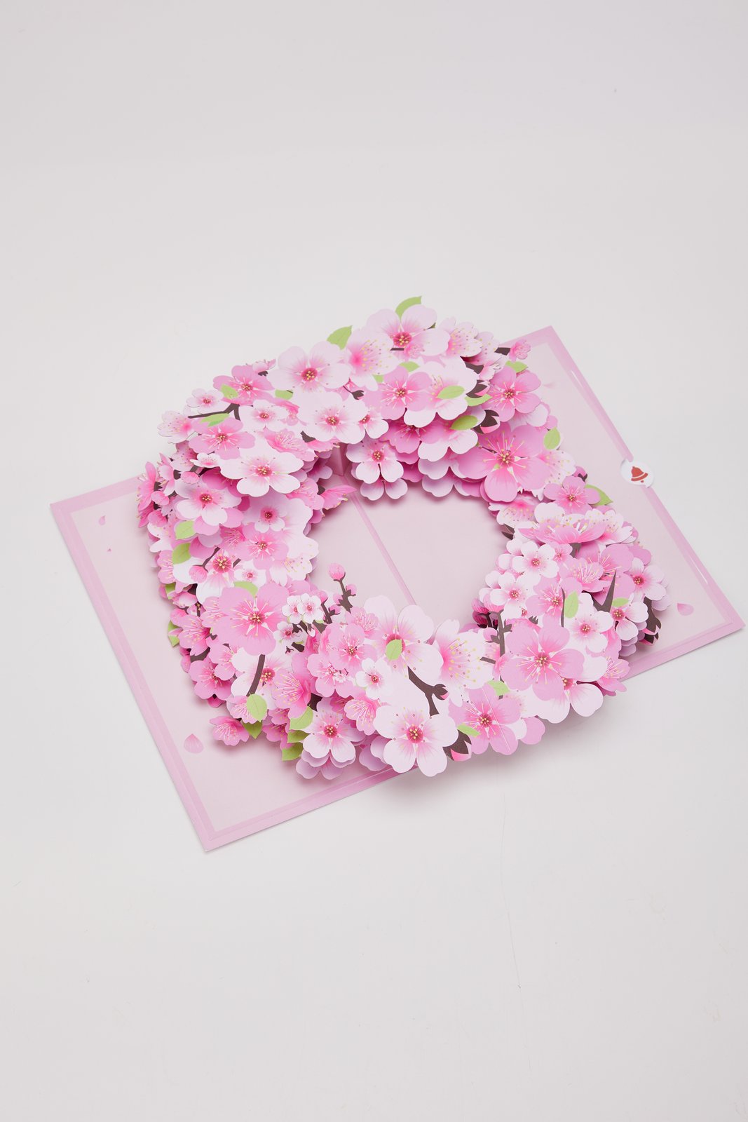 Cherry Blossom Floral Wreath 3D Pop Up Card