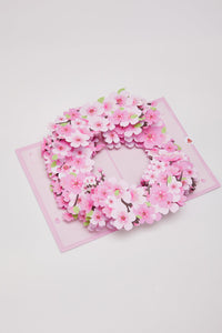 Cherry Blossom Floral Wreath 3D Pop Up Card