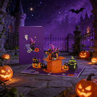 Moon Cat Box Halloween Greeting Card
