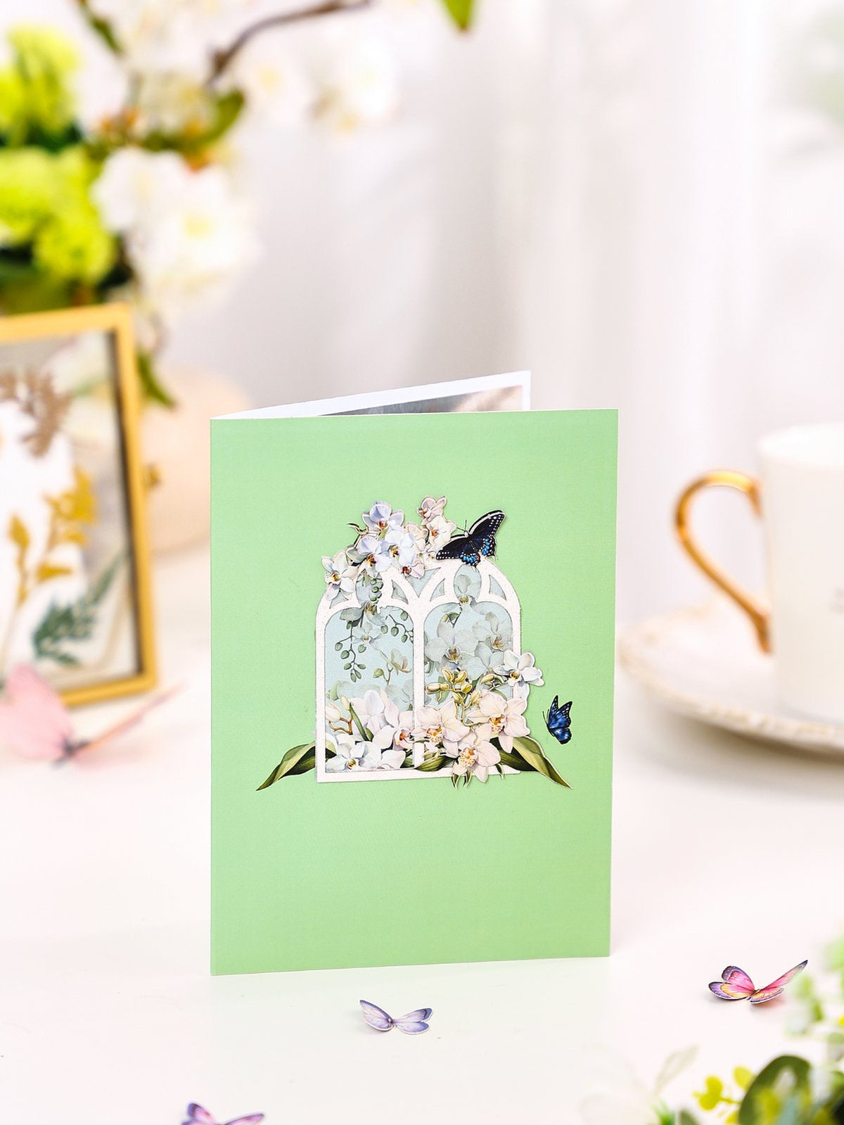 White Orchid Bonsai 3D Pop Up Card
