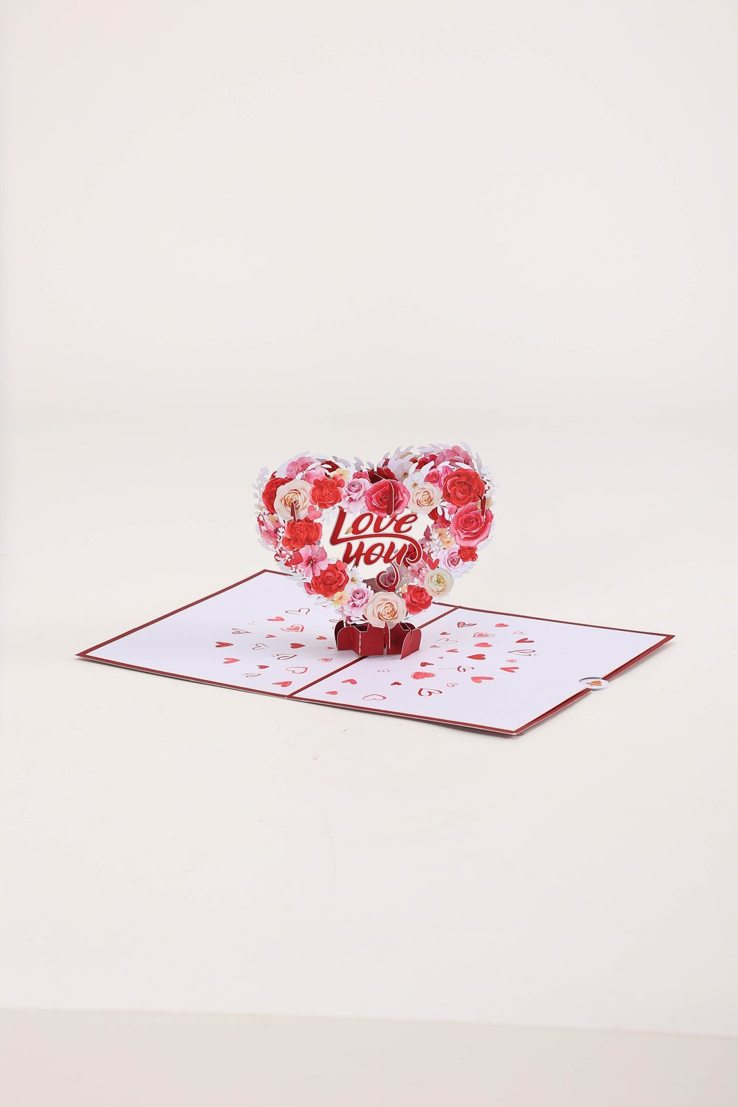 Rose Heart Floral Wreath 3D Pop Up Card
