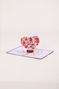 Rose Heart Floral Wreath 3D Pop Up Card