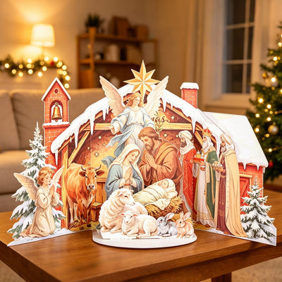 Vintage Nativity Double Door 3D Pop Up Card