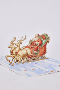 Santa Claus Sleigh Flip Pop Up Card