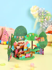 Forest Puppy Balloon Birthday Greeting Card