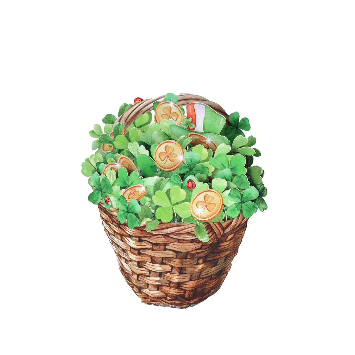 St. Patrick's Day Gold Ingot Flower Basket Greeting Card