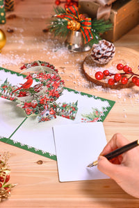 Green Cardinal Crescent Moon 3D Pop Up Card