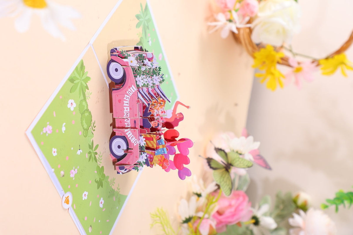 Honeymoon Wedding Car Greeting Card