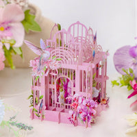 Pink Purple Orchid Birdcage 3D Pop Up Card