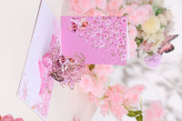 Cherry Blossom Crescent Moon Elf Pink Inside Design 3D Pop Up Card