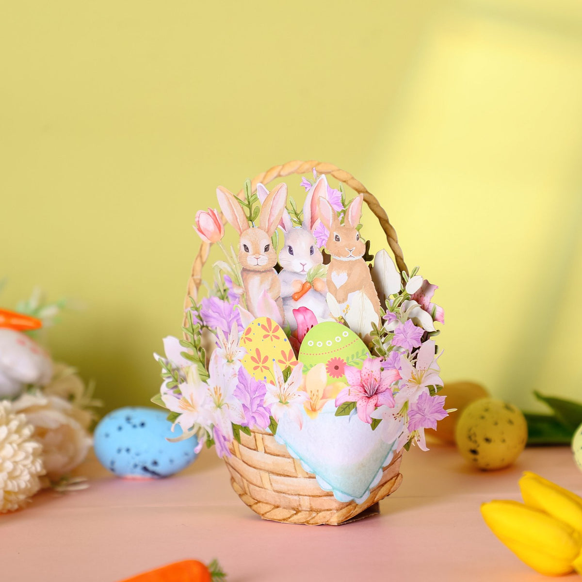 Bunny Flower Basket 3D Pop Up Card