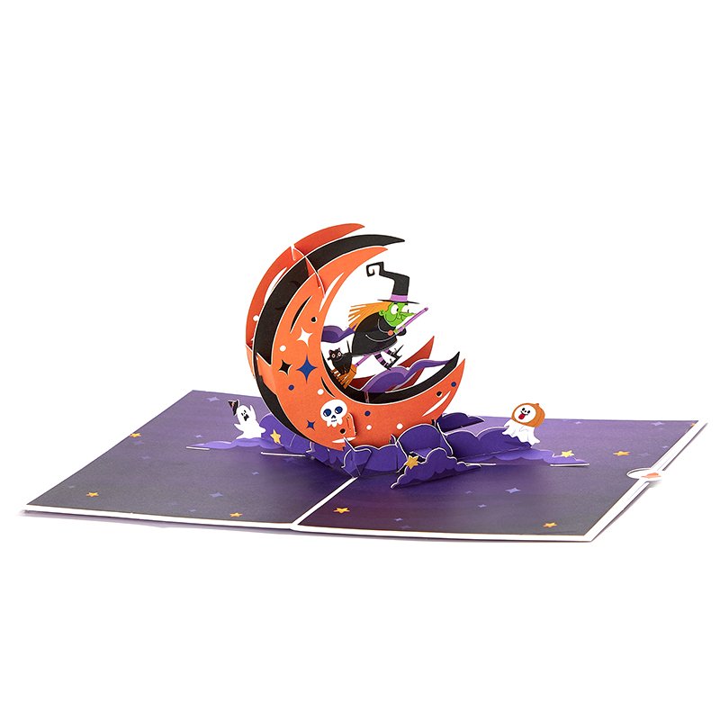 Crescent Moon Witch 3D Pop Up Card