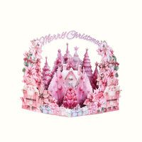 Pink Christmas Castle 3D Pop Up Card