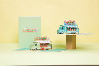 Premium Flower Cart 3D Pop Up Card Light Green