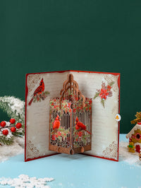 Vintage Cardinal Winter Birdcage Greeting Card