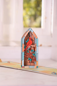 Stained Glass Cardinal 3D Pop Up Card
