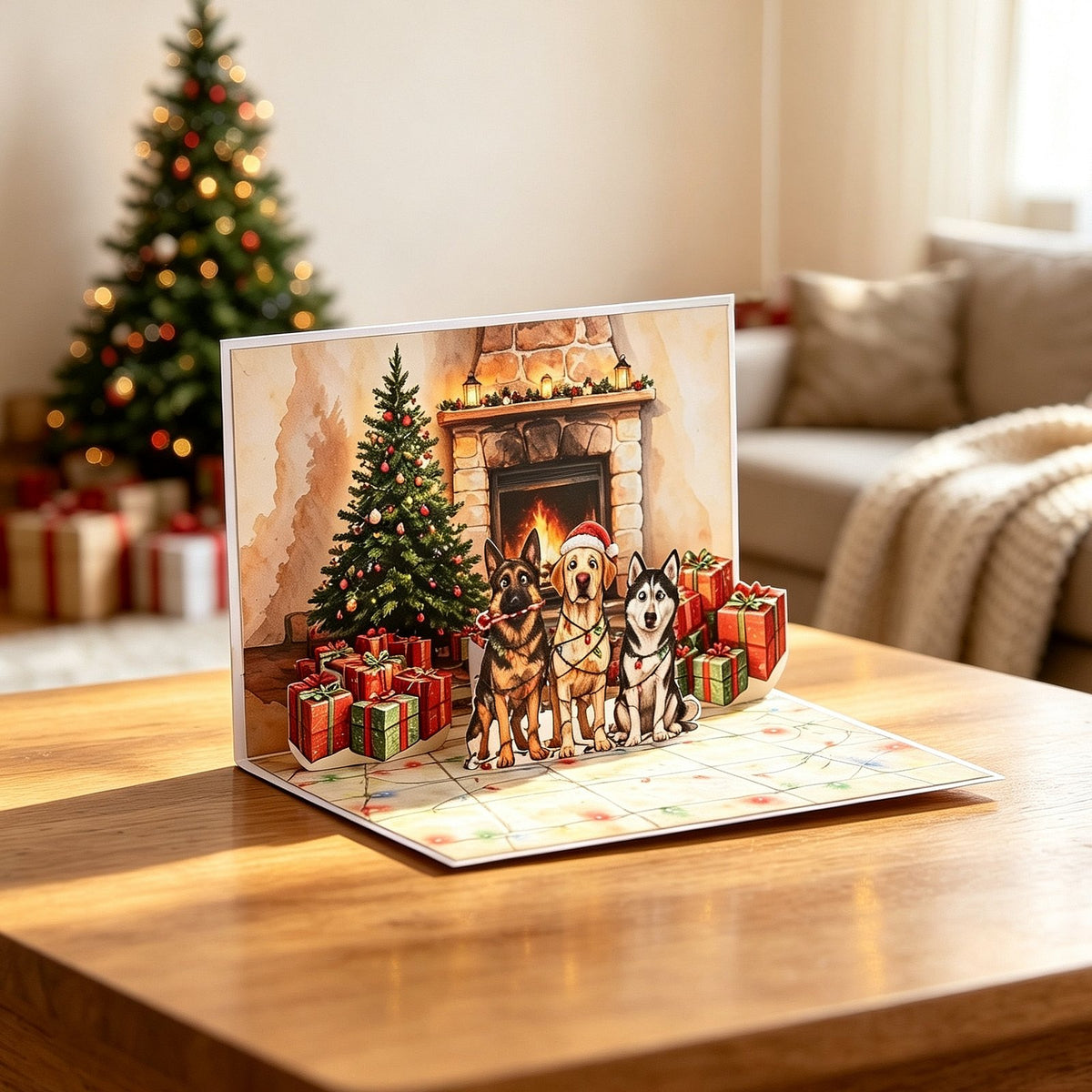 Christmas Dog Colorful Greeting Card