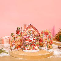 Santa Claus Flower House 3D Pop Up Card