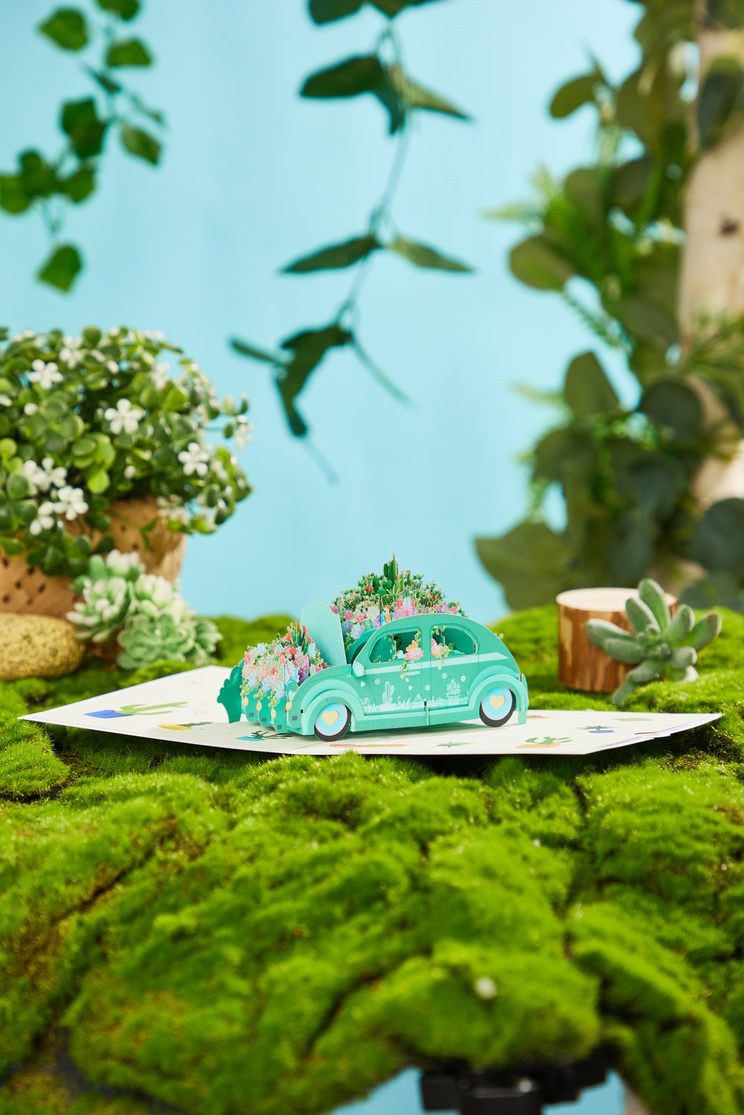 Succulent Cactus Flower Cart Pop Up Card