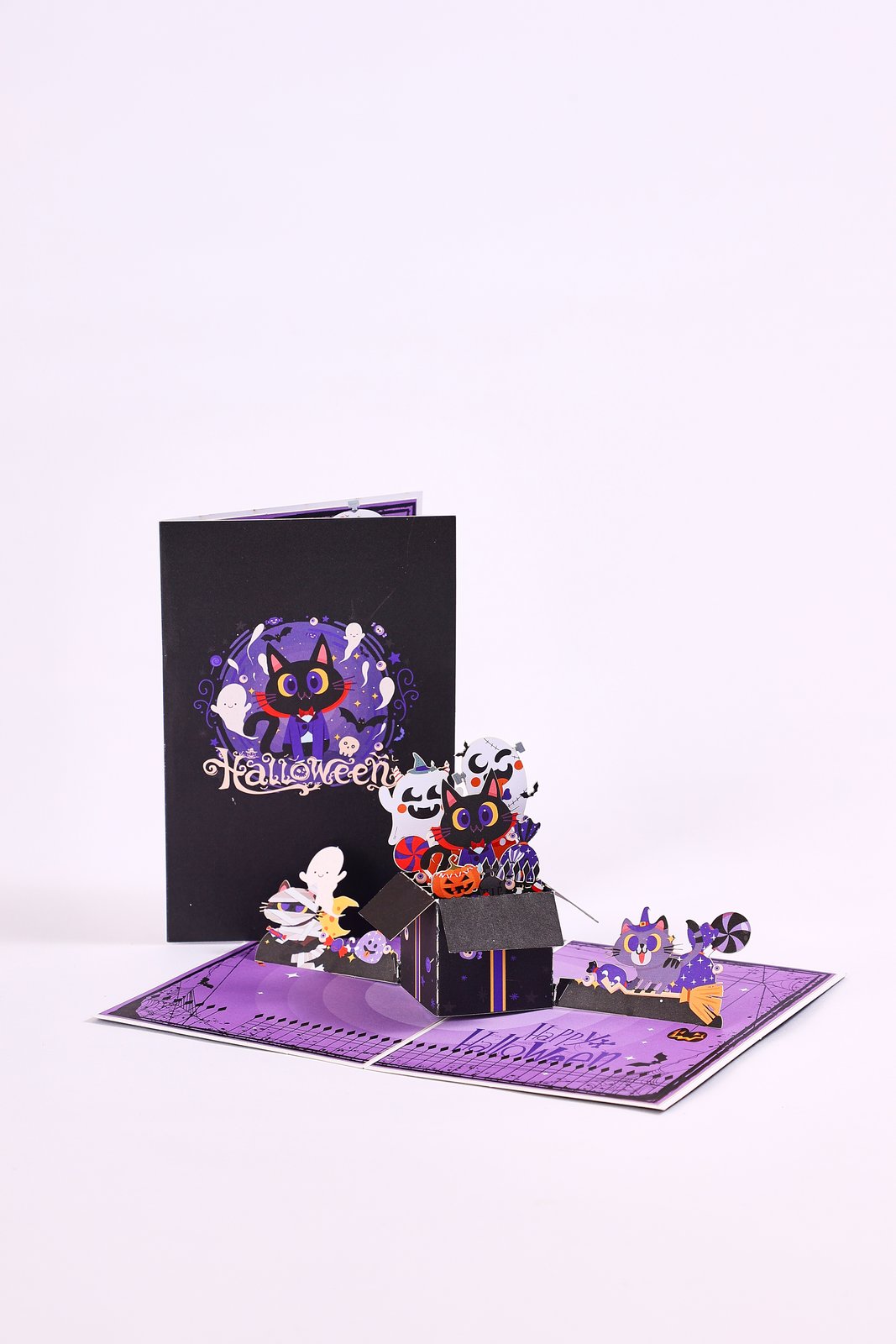 Halloween Cat Devil Greeting Card