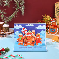 Santa Claus Trumpet Flip Pop Up Card Dark Blue