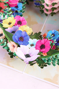 Heart Begonia Floral Wreath 3D Pop Up Card