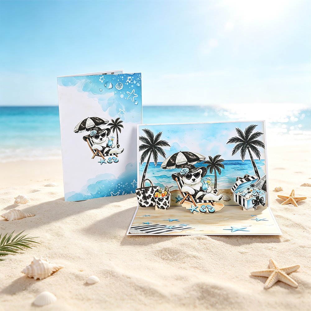 Beach Polar Bear 3D Pop Up Card