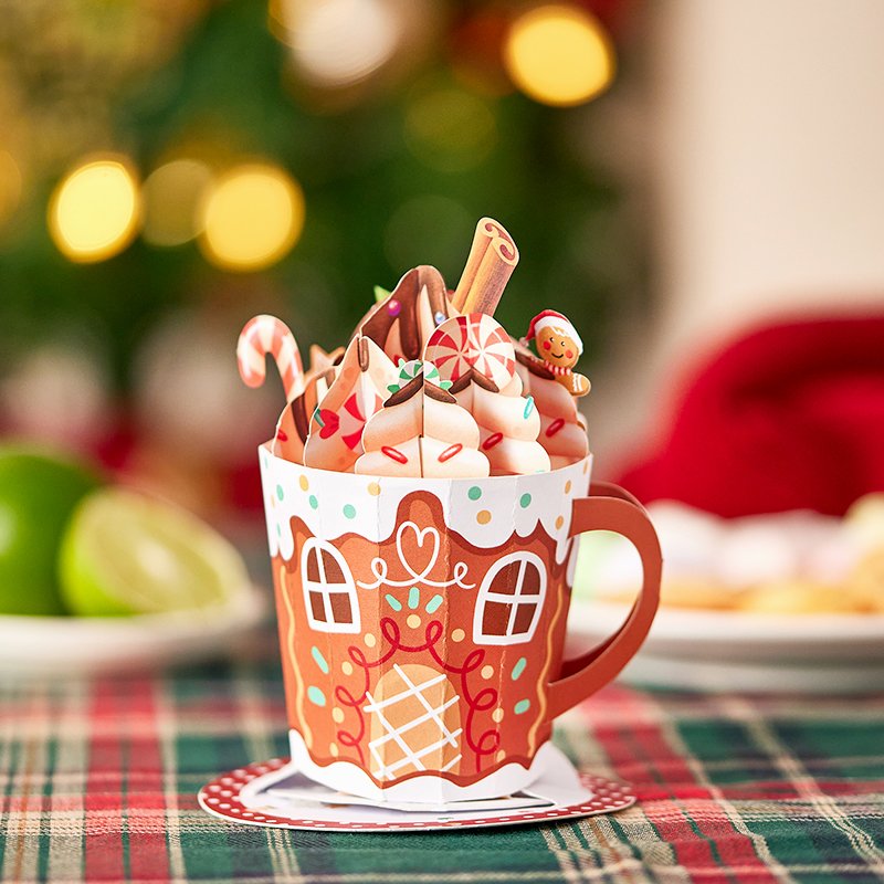 Gingerbread House Cup 3D Pop Up Card