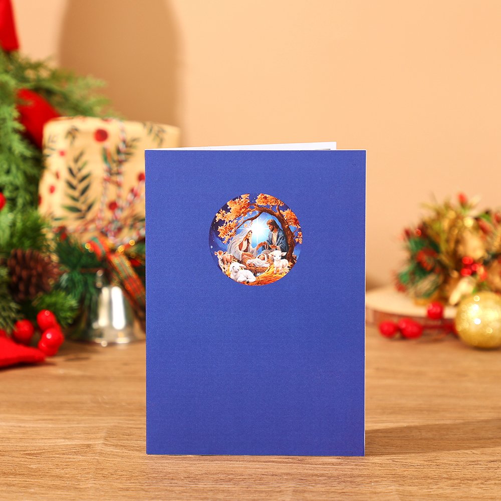 Round Window Scenery Flip Pop Up Card