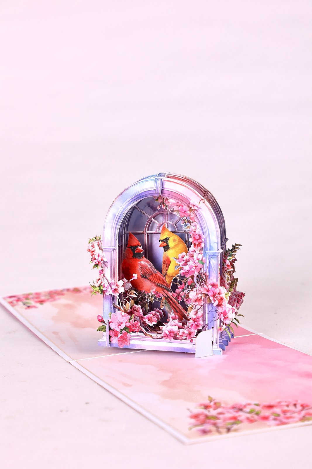 Arch Cherry Blossom Bird Greeting Card