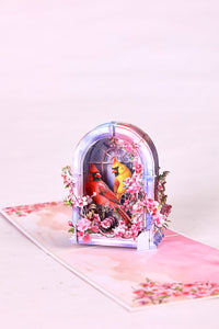 Arch Cherry Blossom Bird Greeting Card