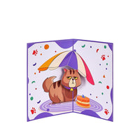 With Umbrella Cat Blue Pop Up Card