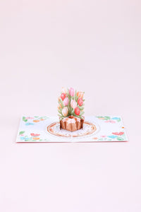 Tulip Flower Basket Greeting Card