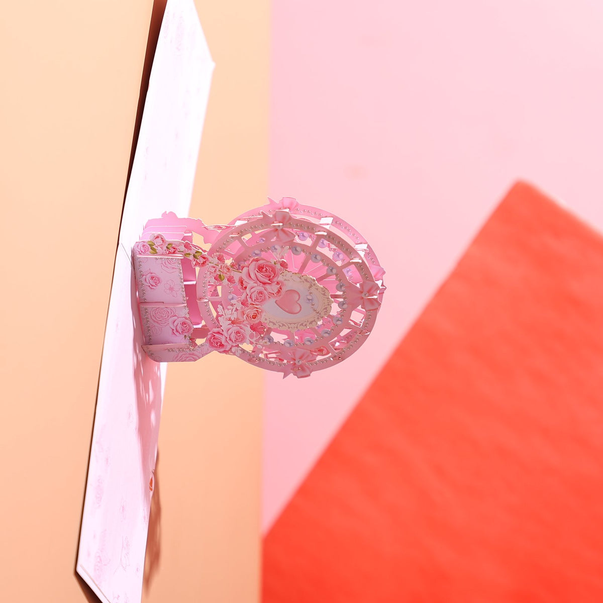 Pink Rose Ferris Wheel Pop Up Card