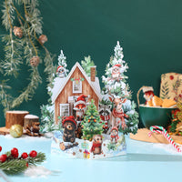 Christmas Animals Cottage 3D Pop Up Card