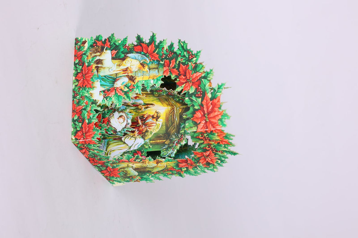 Nativity Poinsettia 3D Pop Up Card