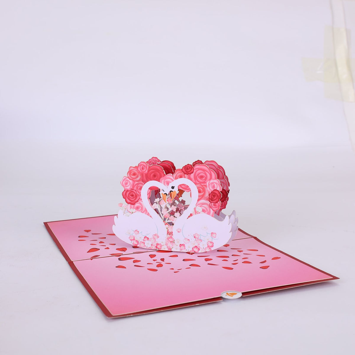 Heart Rose Swan Greeting Card