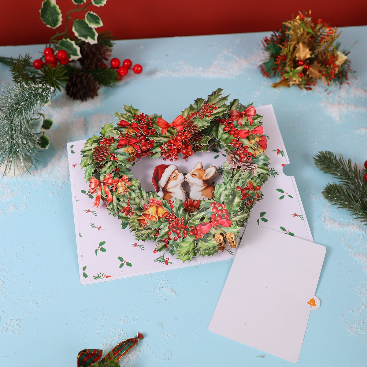Christmas Floral Wreath 3D Pop Up Card