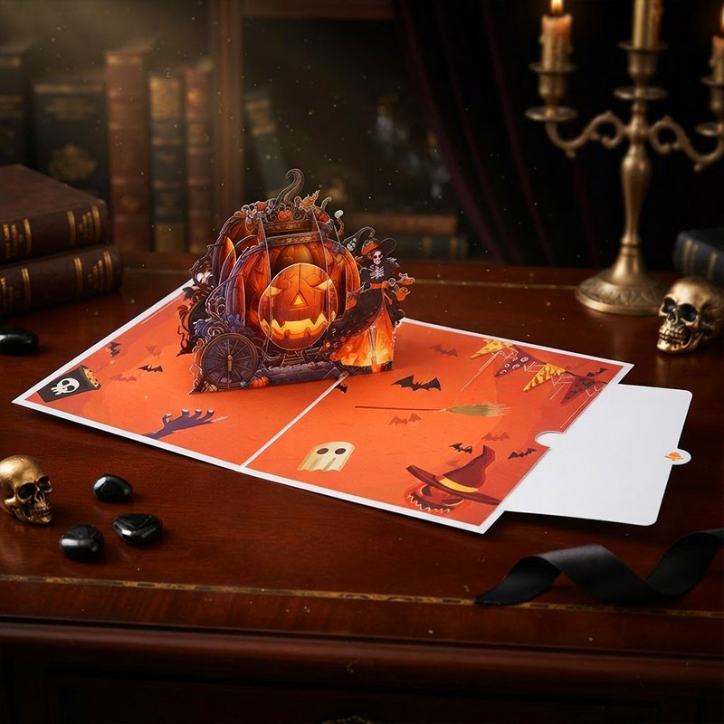 Halloween Pumpkin Car Greeting Card