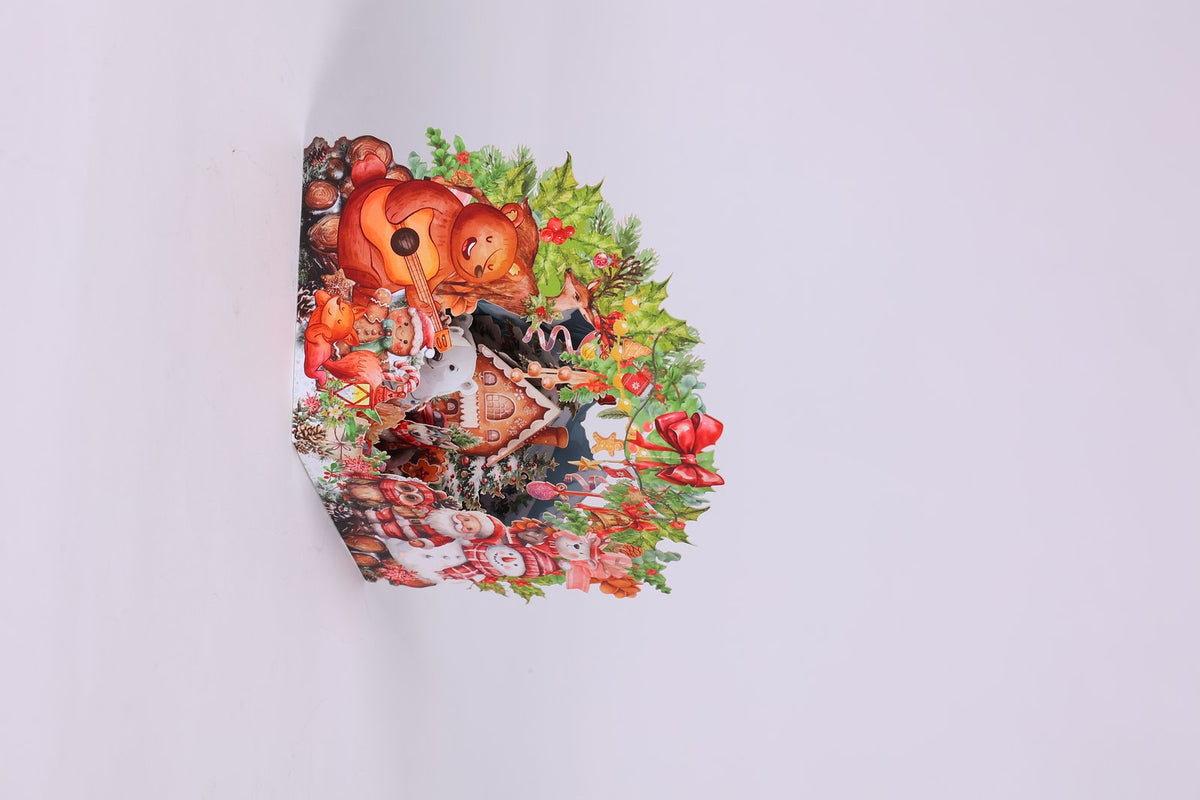 Santa Claus Animals Forest 3D Pop Up Card