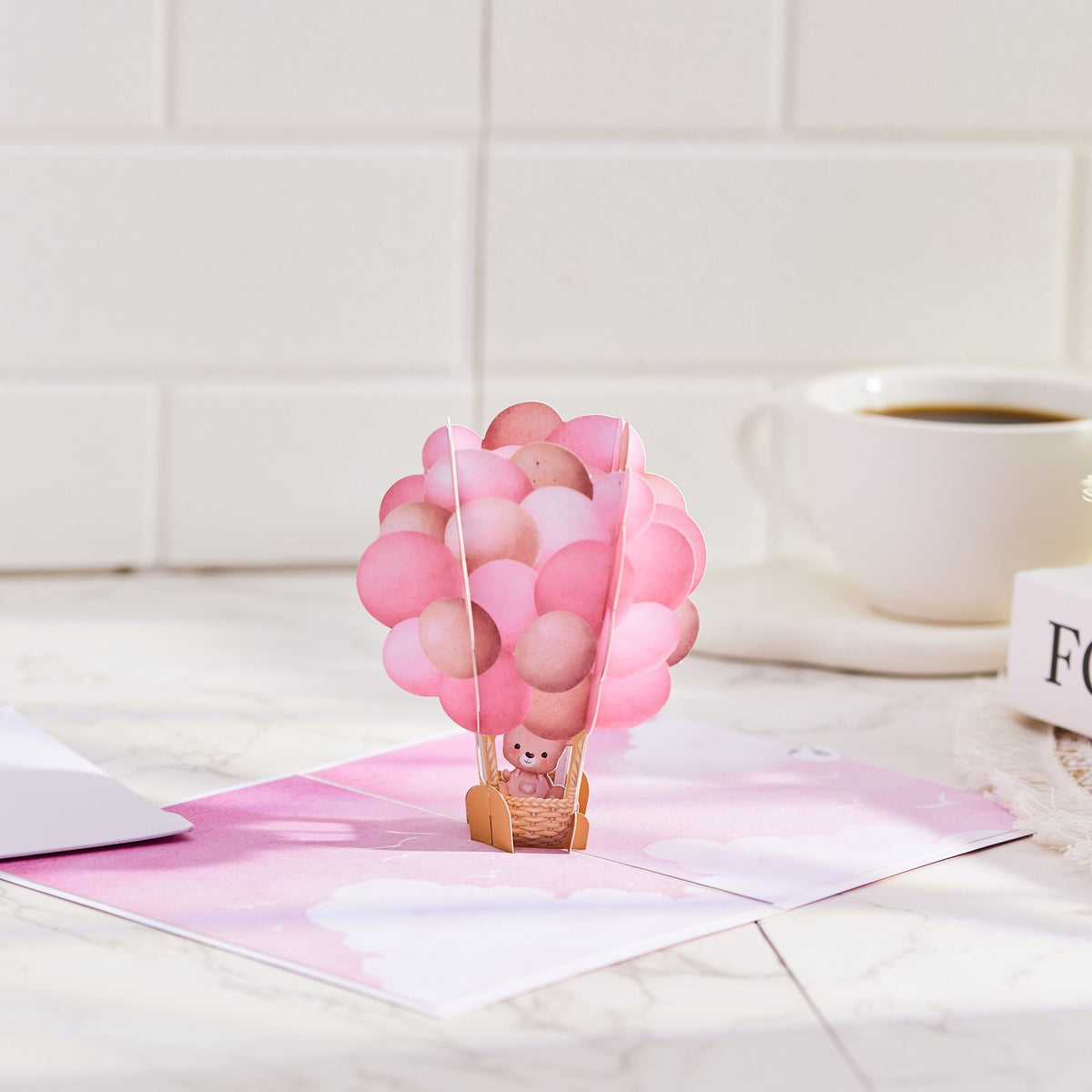 Hot Air Balloon Bear 3D Pop Up Card For Her