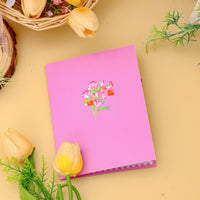 Pink Tulip Heart Floral Wreath 3D Pop Up Card
