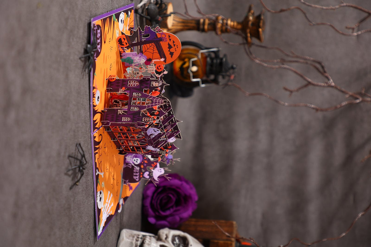 Halloween Elements Purple Flip Pop Up Card