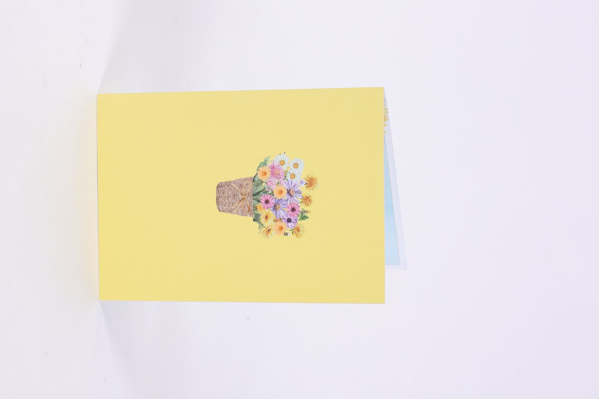 Colorful Flower Basket 3D Pop Up Card
