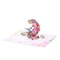 Hibiscus Crescent Moon Hummingbird Pop Up Card