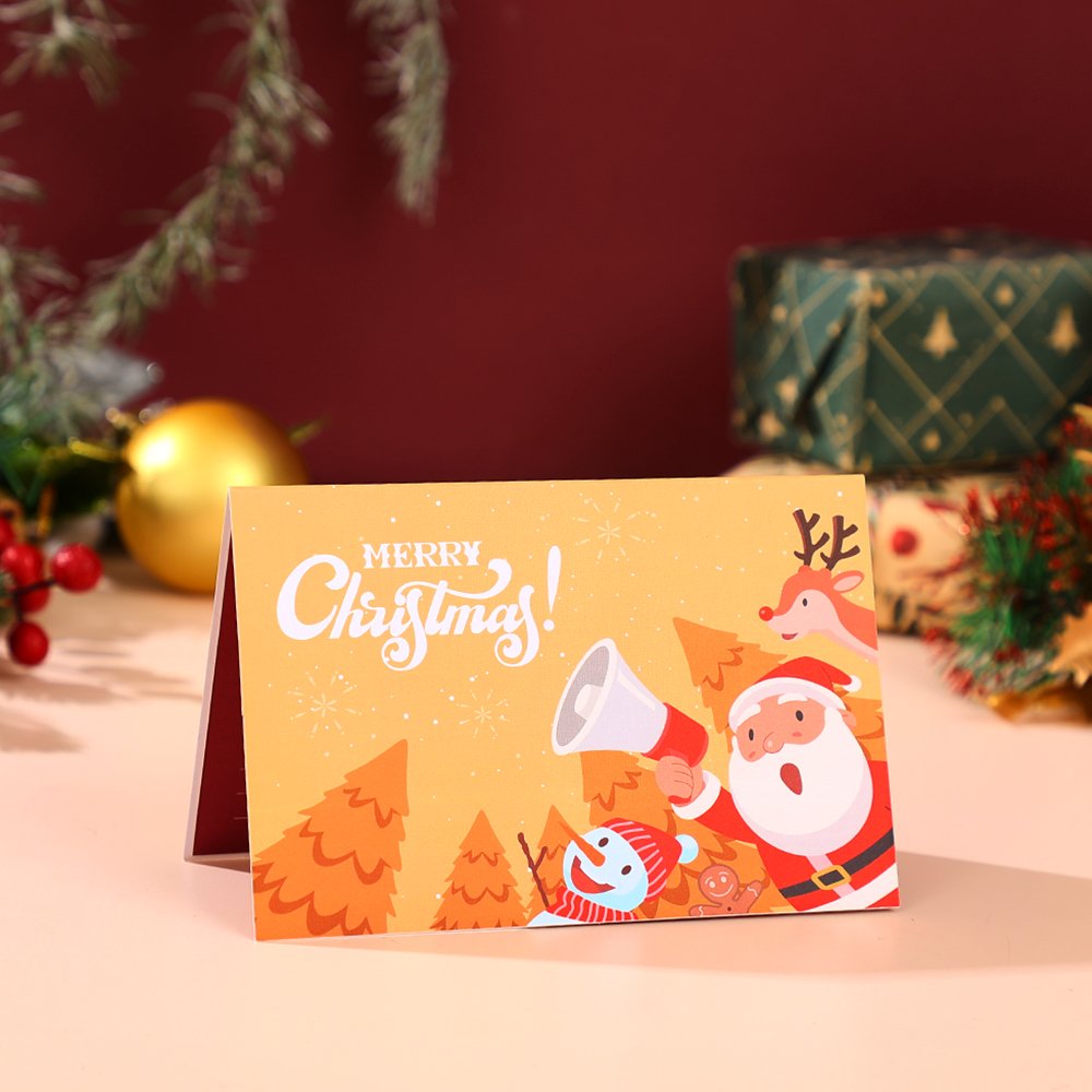 Santa Claus Trumpet Flip Pop Up Card Orange