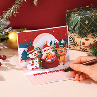 Santa Claus Trumpet Flip Pop Up Card Red